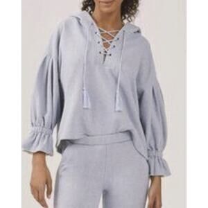 NEW Anthropologie Something Navy Sophia Laceup Hoodie Sweatshirt Size S